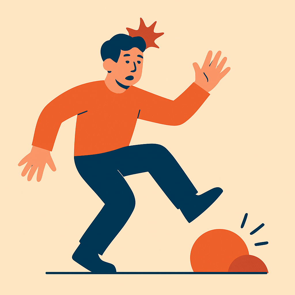 油断して失敗する人のフラットイラスト