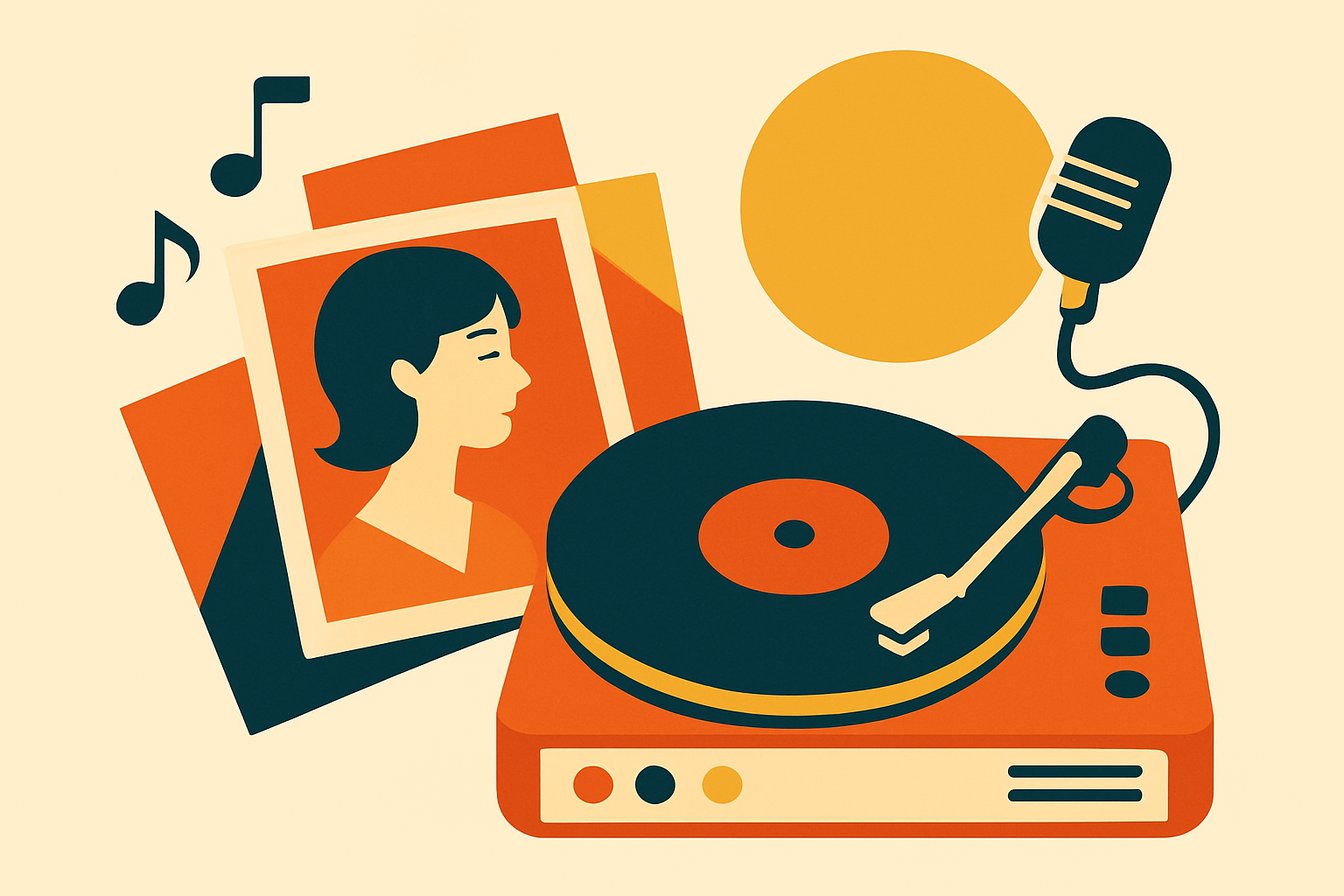 昭和レトロなレコードや歌謡曲のイメージ