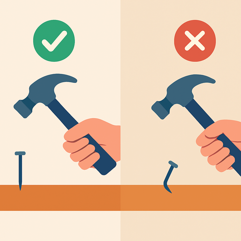 正しい使い方と誤用の対比イラスト(フラットイラスト)