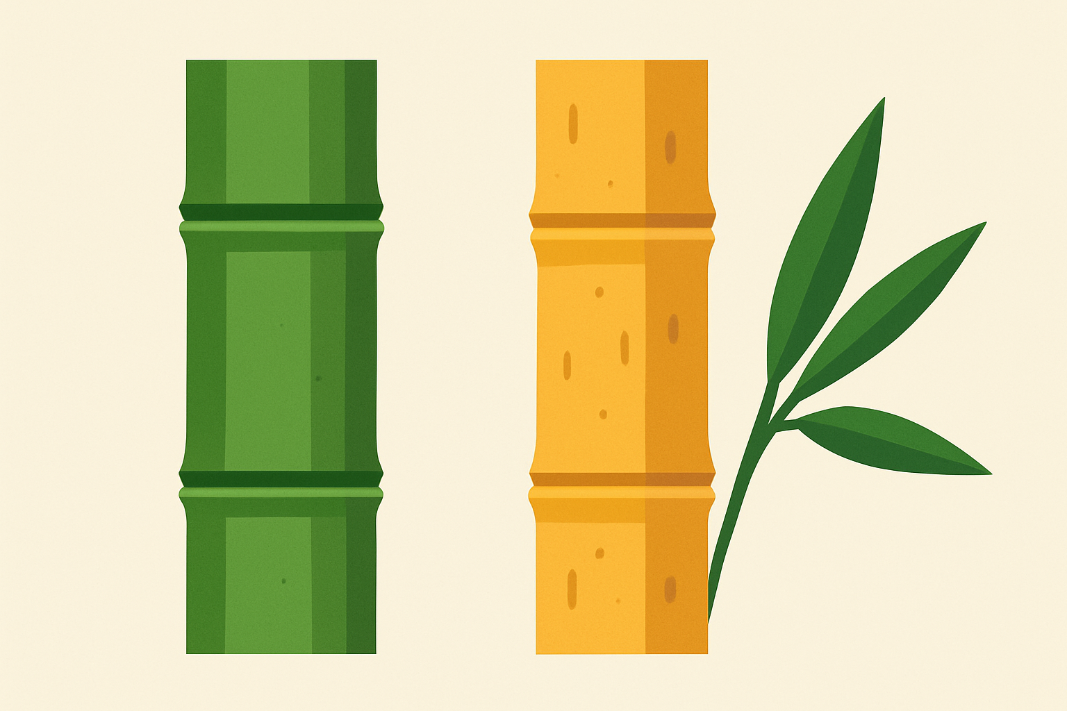 竹と笹の茎の皮の違い比較イメージ