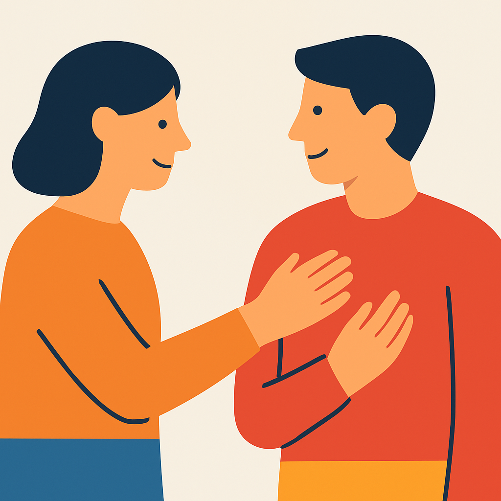 言葉を交わさなくても通じ合う人間関係のイラスト