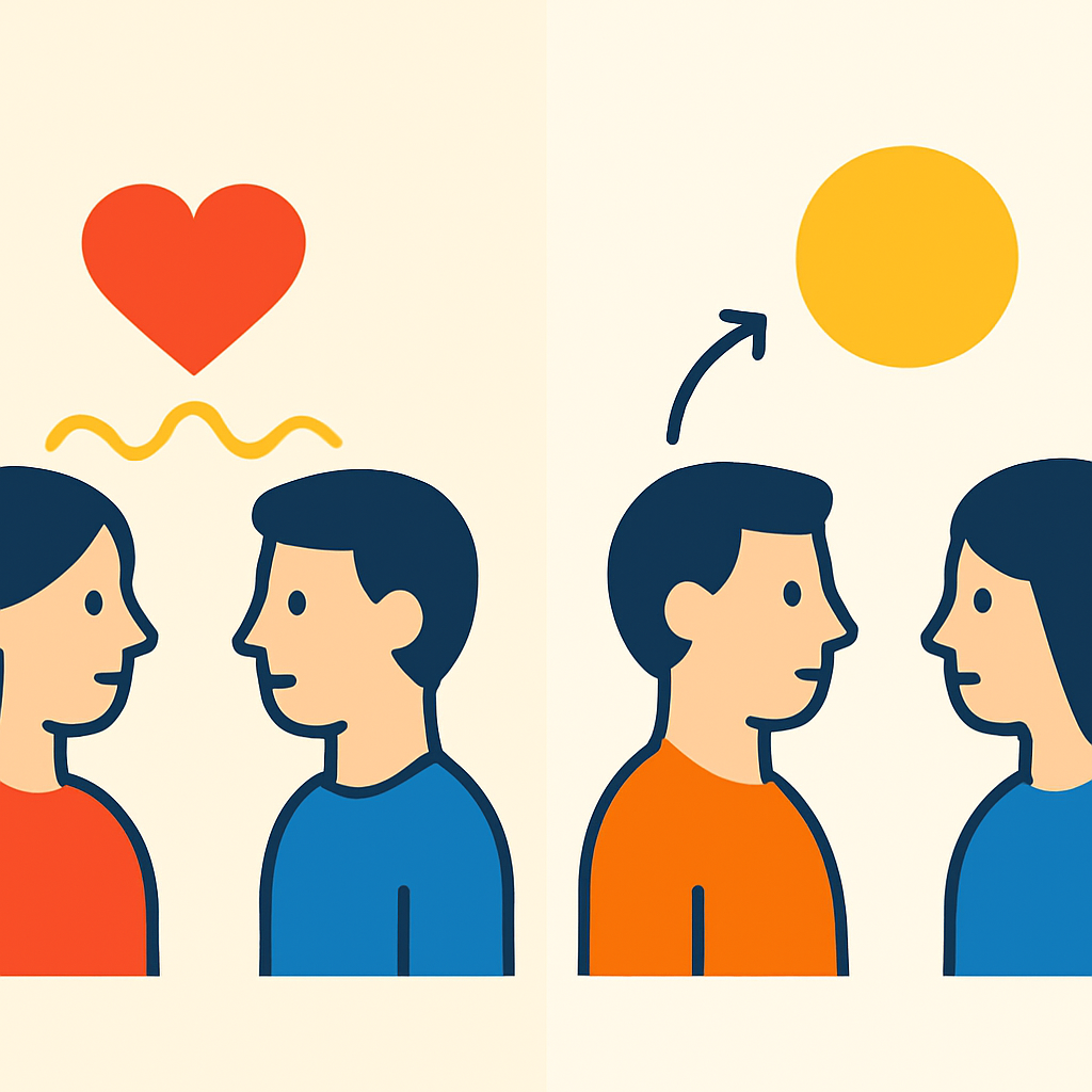 以心伝心と暗黙の了解の違いを示す比較図