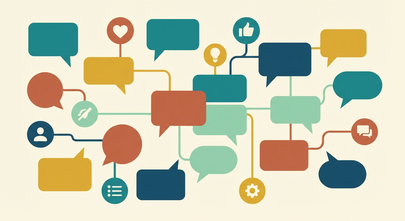 類語を整理した吹き出しやアイコンのイラスト