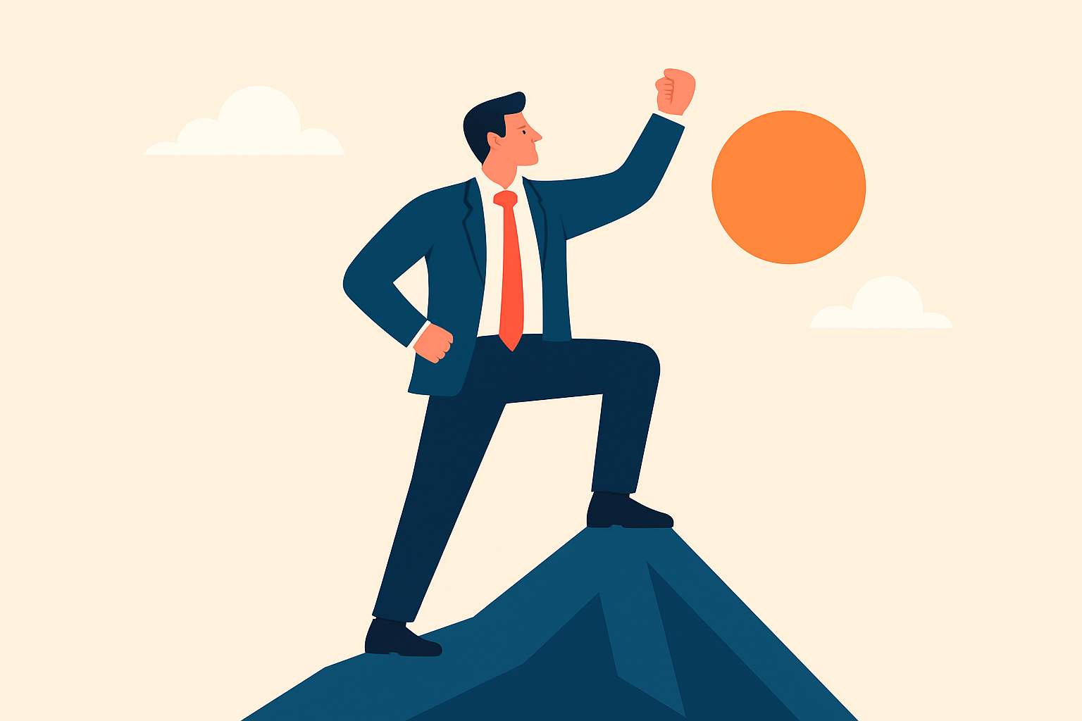 ビジネスパーソンが再起を決意するイメージイラスト