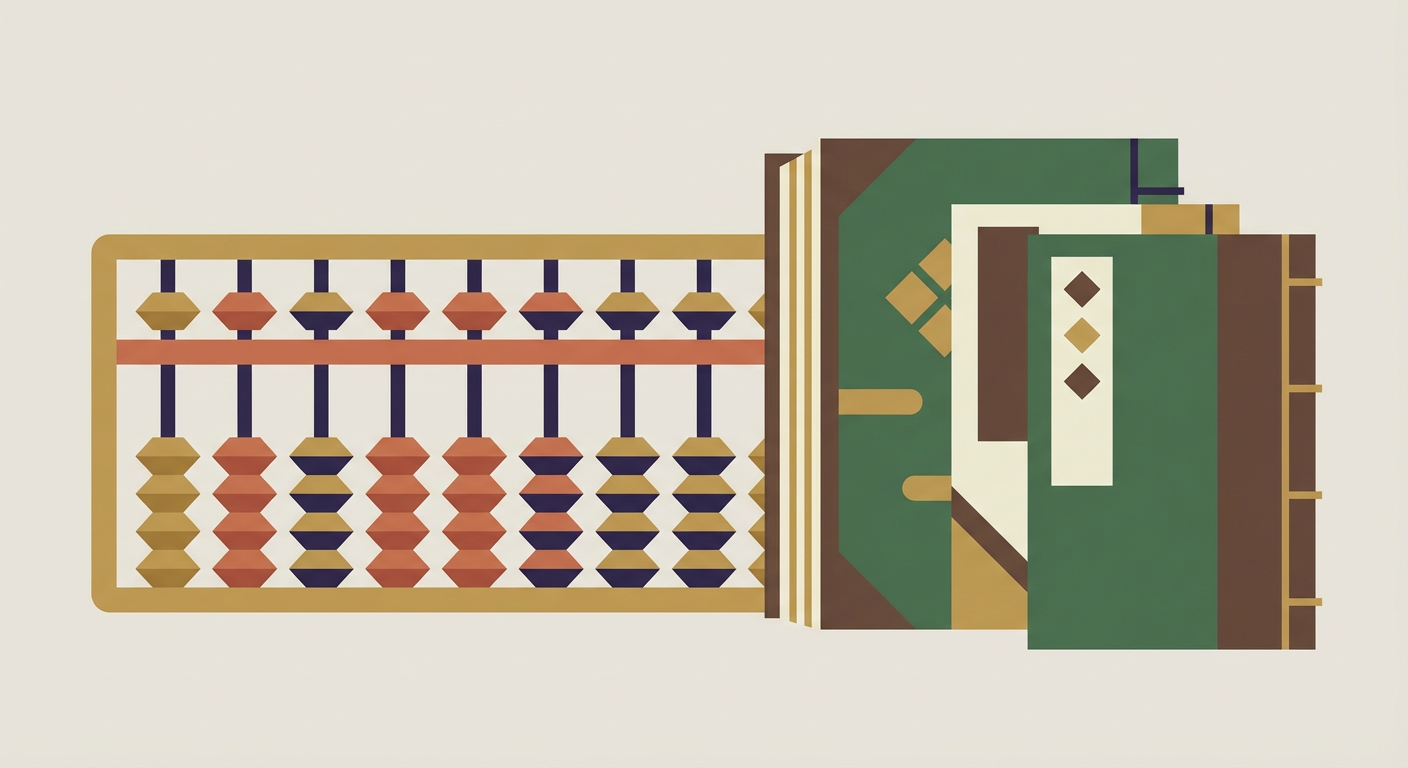 そろばんと古い帳簿のイメージ写真