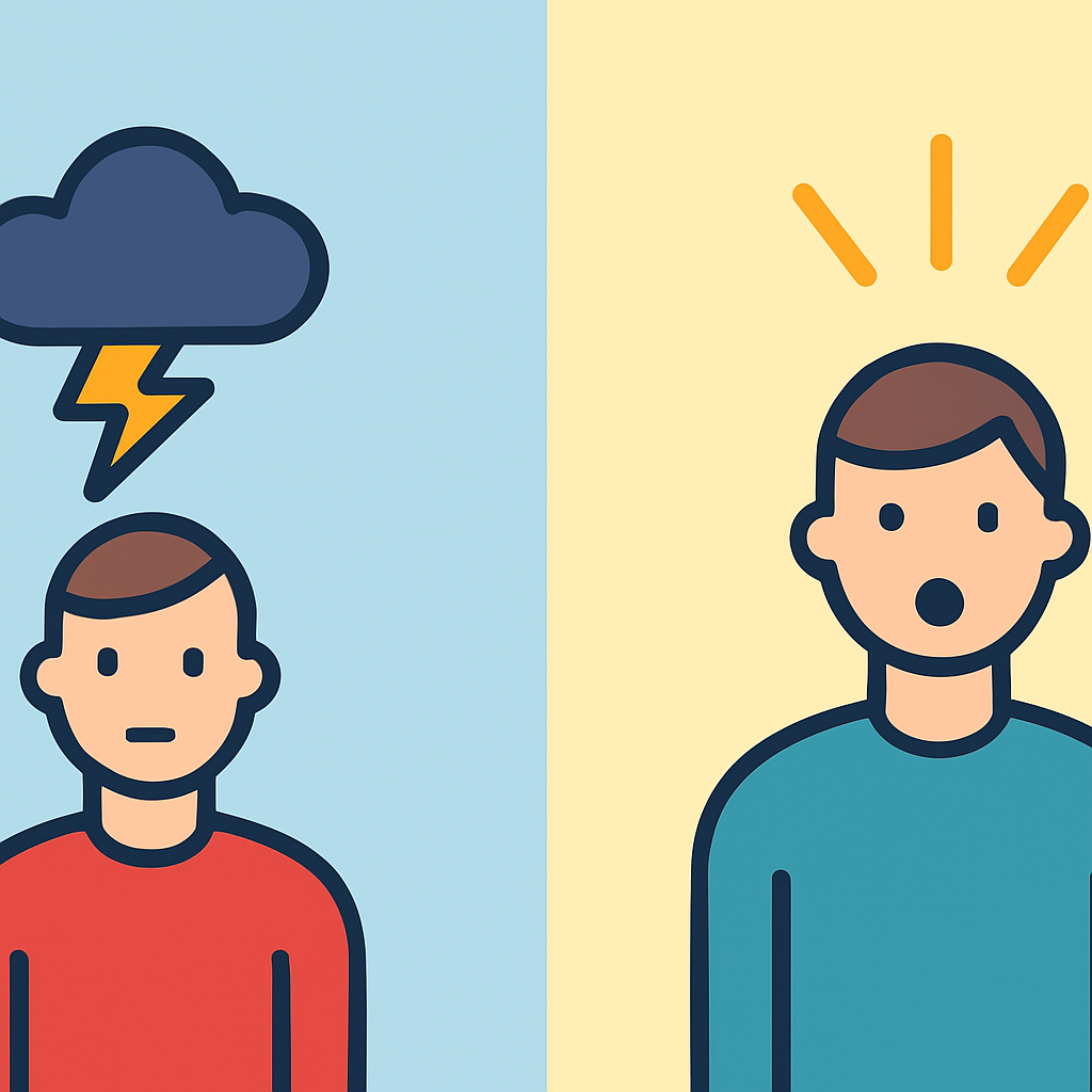 「俄に」と「にわか」の違いを比較した図解