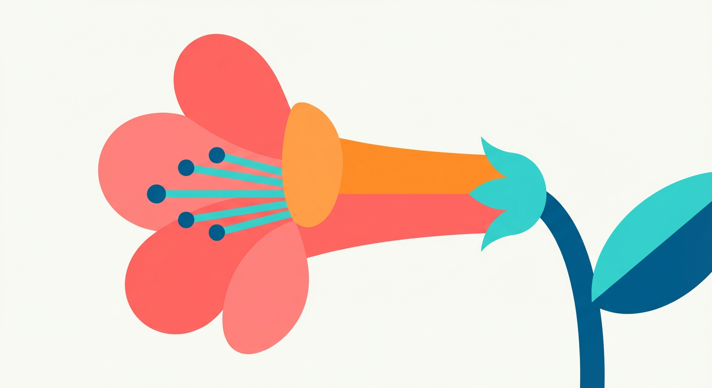 ツツジの花のアップ（筒状の形がわかるもの）