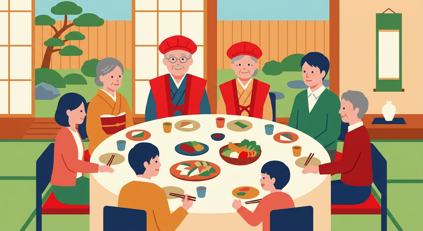 還暦祝いの食事会・家族団らんのイメージ