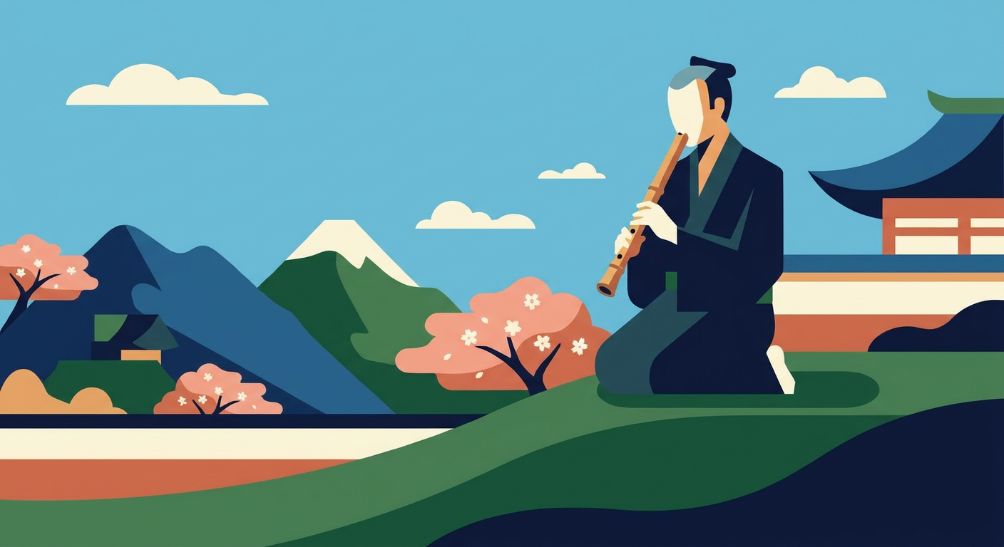 尺八を演奏している和の風景イメージ