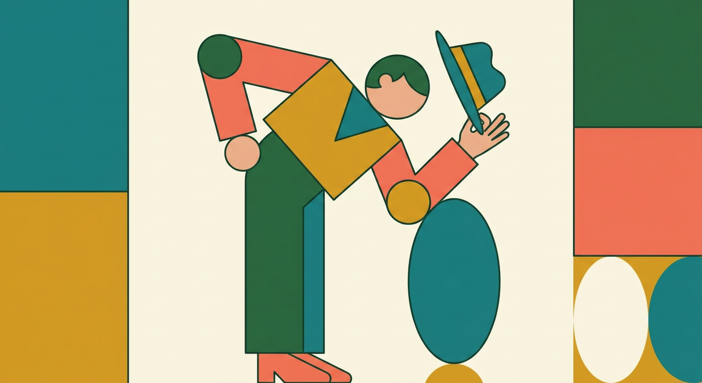 帽子を取って軽く会釈する人のシンプルなイラスト