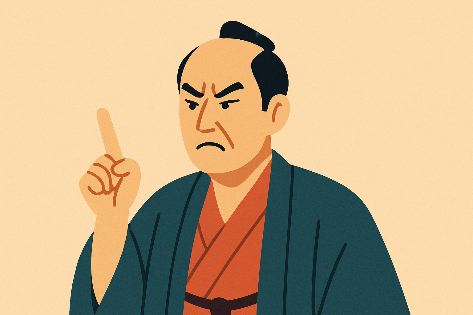 時代劇風に眉をひそめて叱る人物のイメージ