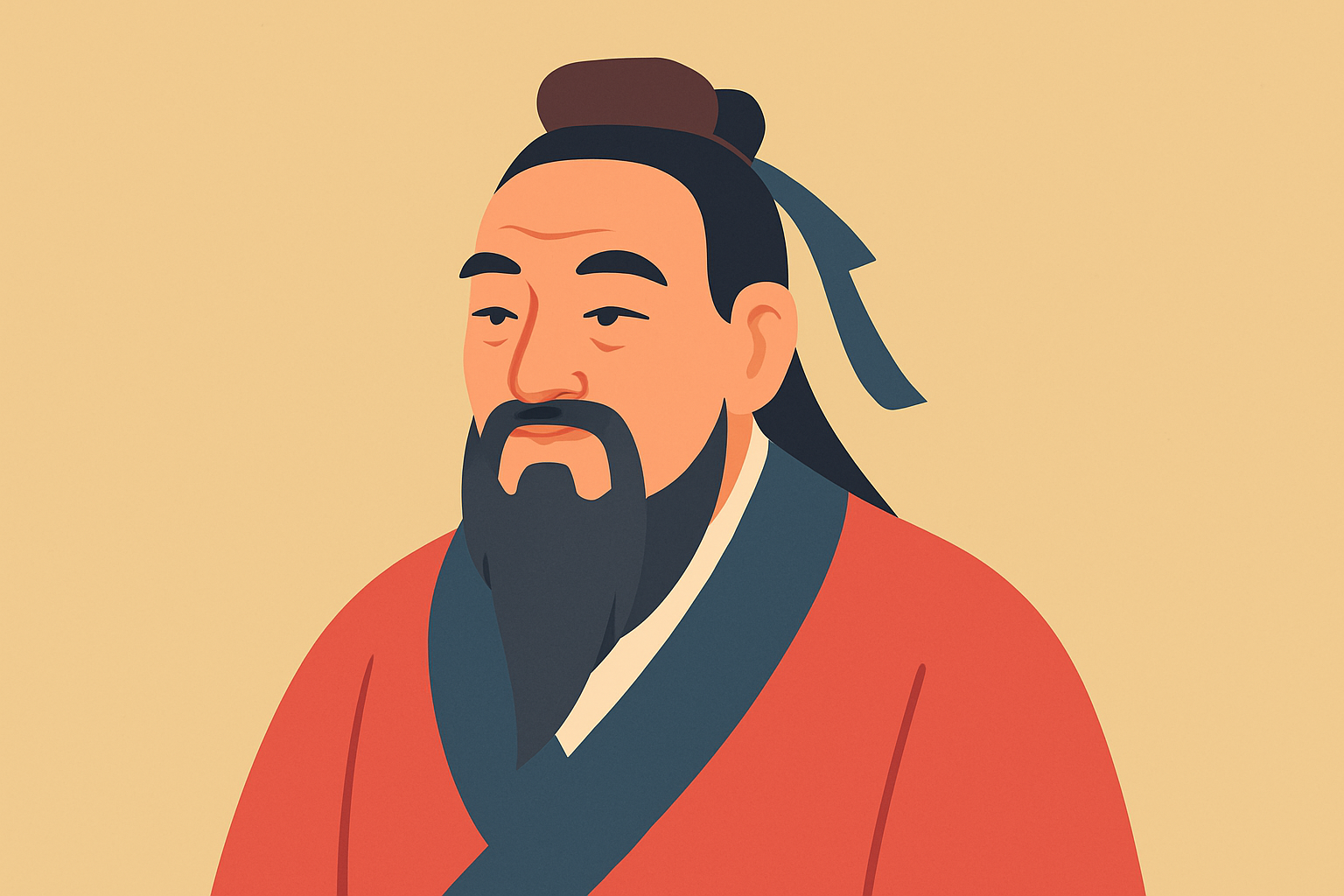 古代中国の思想家(孔子)をイメージしたフラットイラスト